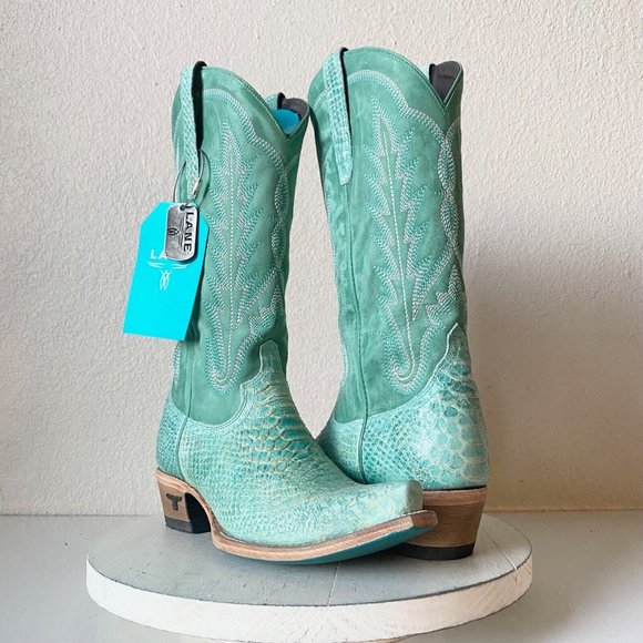 Lane Shoes - Lane LEXI ROGUE Womens Western Boots sz 8 Turquoise Cowgirl Snip Toe Bridal 15"